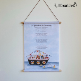 Sint textielposter | Zie ginds komt de stoomboot