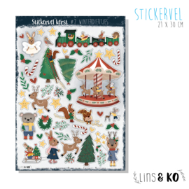 Kerst knutsel | Stickervel #2 Winterdiertjes