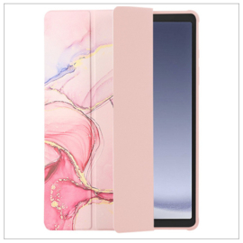 Printed Silicone Smart Cover Samsung Galaxy Tab A9+ - Marmer Roze