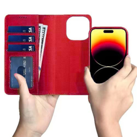 Lavann Leather Book Case 2 in 1 - iPhone 15 - Rood
