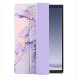 Printed Silicone Smart Cover Samsung Galaxy Tab A9+ - Marmer Paars