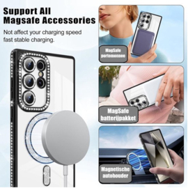 Samsung S24 Ultra - MagSafe met Diamantjes en Glitter - Roze