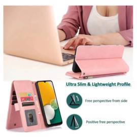 Trendy Wallet Case Met Rits - Samsung S22 - Roze