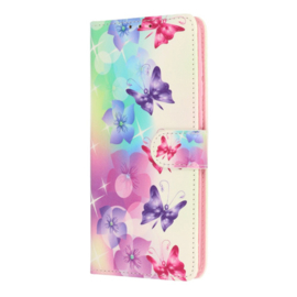 Book Case Geschikt voor iPhone 16e / iPhone 17e - Vlinders Printje - Ruimte voor 3 pasjes