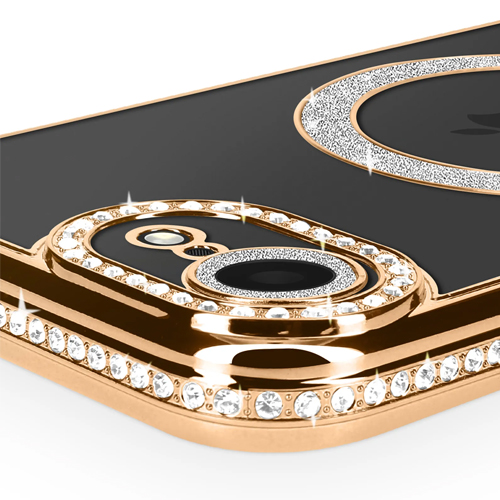 Magnetic Magsafe Glitter Case - iPhone 7/8/SE 2020/2022/2023 - Goud - Draadloos Oplaadbare Case
