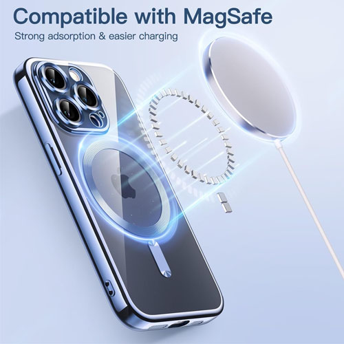 iPhone 15 Pro Max - MagSafe - Licht Blauw - Draadloos oplaadbare Back Cover