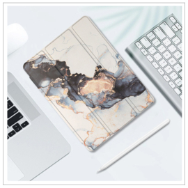 Printed Silicone Smart Cover Samsung Galaxy Tab A9+ - Marmer Grijs