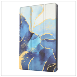 Printed Silicone Smart Cover Samsung Galaxy Tab A9+ - Marmer Blauw