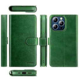 Lavann Leather Book Case 2 in 1 - iPhone 15 - Groen