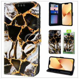 Samsung A54 (5G) - Bookcase Print - Marmer Zwart Geel