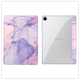 Printed Silicone Smart Cover Samsung Galaxy Tab A9+ - Marmer Paars