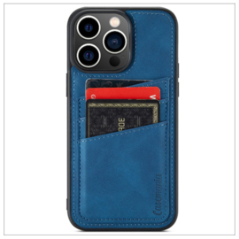 Luxe CM Pocket Backcover - iPhone 15 Pro Max - Blauw