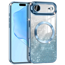 iPhone 17 Air - MagSafe met Glitter - Soft TPU Case - Camera Lens Protection - Blauw
