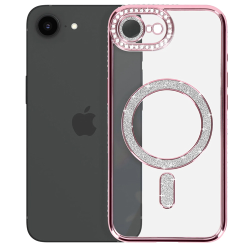 Magnetic Magsafe Glitter Case - iPhone 7/8/SE 2020/2022/2023 - Roze - Draadloos Oplaadbare Case