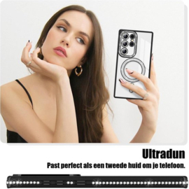 Samsung S24 Ultra - MagSafe met Diamantjes en Glitter - Roze