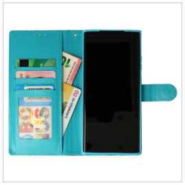Samsung S25 Plus - Bookcase Print - Bloemen Blauw