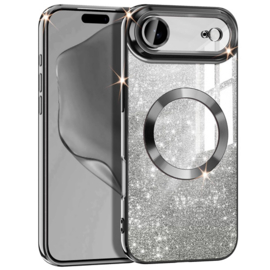 iPhone 17 Air - MagSafe met Glitter - Soft TPU Case - Camera Lens Protection - Zwart