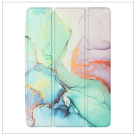 Printed Silicone Smart Cover Samsung Galaxy Tab A9+ - Marmer Groen
