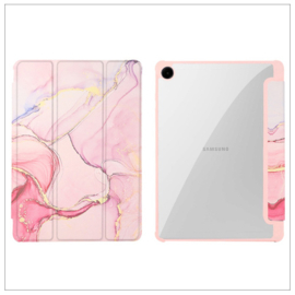 Printed Silicone Smart Cover Samsung Galaxy Tab A9+ - Marmer Roze