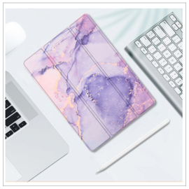 Printed Silicone Smart Cover Samsung Galaxy Tab A9+ - Marmer Paars
