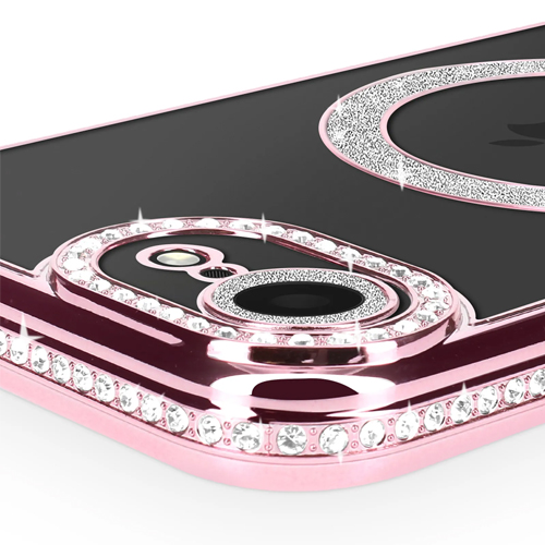 Magnetic Magsafe Glitter Case - iPhone 7/8/SE 2020/2022/2023 - Roze - Draadloos Oplaadbare Case