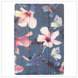 Printed Silicone Smart Cover Samsung Galaxy Tab A9+ - Marmer Bloemen