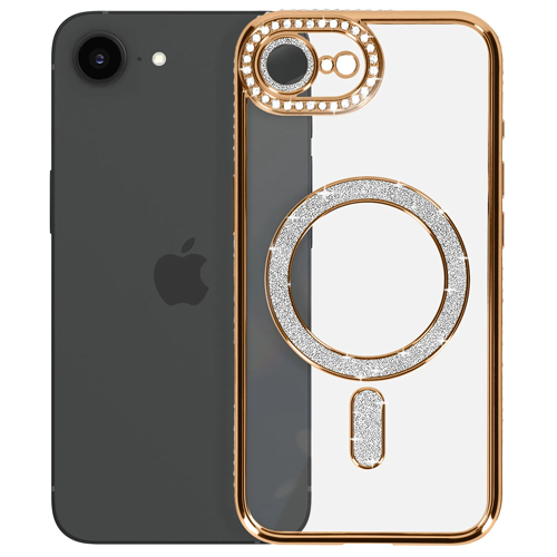 Magnetic Magsafe Glitter Case - iPhone 7/8/SE 2020/2022/2023 - Goud - Draadloos Oplaadbare Case