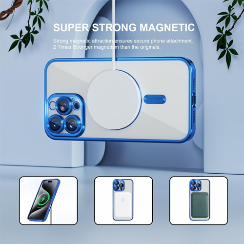 iPhone 15 Pro Max - MagSafe - Blauw - Draadloos oplaadbare Back Cover