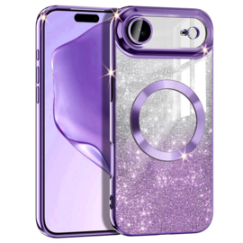 iPhone 17 Air - MagSafe met Glitter - Soft TPU Case - Camera Lens Protection - Paars