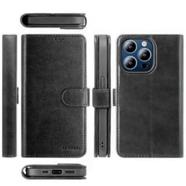Lavann Leather Book Case 2 in 1 - iPhone 16 Plus - Zwart