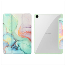 Printed Silicone Smart Cover Samsung Galaxy Tab A9+ - Marmer Groen