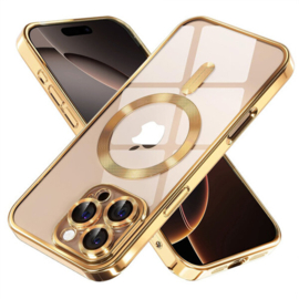 Magnetic Magsafe Case - iPhone 15 Pro - Goud - Draadloos Oplaadbare Case