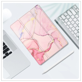 Printed Silicone Smart Cover Samsung Galaxy Tab A9+ - Marmer Roze