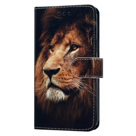 Book Case voor iPhone 16 Pro Max - Leeuw Printje - Ruimte voor 3 pasjes
