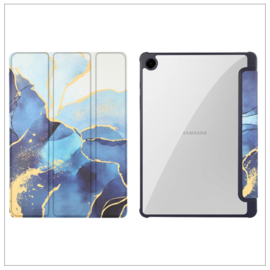 Printed Silicone Smart Cover Samsung Galaxy Tab A9+ - Marmer Blauw