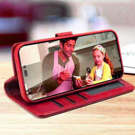 Lavann Leather Book Case 2 in 1 - iPhone 15 - Rood
