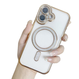 Diamond Glitter Magsafe Case - iPhone 16 Plus - Goud - Draadloos Oplaadbare Case