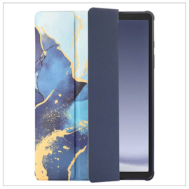Printed Silicone Smart Cover Samsung Galaxy Tab A9+ - Marmer Blauw