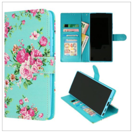Samsung S7 edge - Bookcase Print - Bloemen Blauw