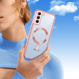 Samsung S21 Plus Magsafe Hoesje - Transparant/Roze