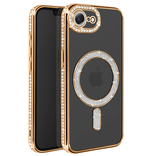 Magnetic Magsafe Glitter Case - iPhone 7/8/SE 2020/2022/2023 - Goud - Draadloos Oplaadbare Case