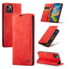 CaseMania Slim Bookcase iPhone 14 Pro Rood