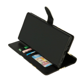 Book Case voor iPhone 16e - Marmer Blauw Printje - Ruimte voor 3 pasjes