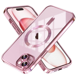 Magnetic Magsafe Case - iPhone 15 - Roze - Draadloos Oplaadbare Case