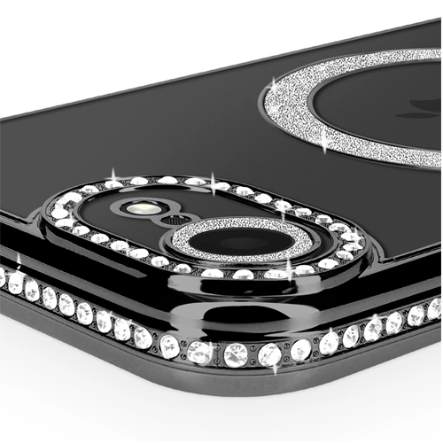 Magnetic Magsafe Glitter Case - iPhone 7/8/SE 2020/2022/2023 - Zwart - Draadloos Oplaadbare Case