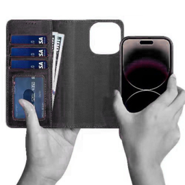 Lavann Leather Book Case 2 in 1 - iPhone 16 Plus - Zwart