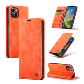 CaseMania Slim Bookcase iPhone 14 Pro Oranje