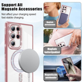 Samsung S24 Ultra - MagSafe met Diamantjes en Glitter - Roze