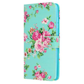 Book Case Geschikt voor iPhone 16e / iPhone 17e - Bloemen Printje - Ruimte voor 3 pasjes