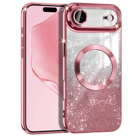 iPhone 17 Air - MagSafe met Glitter - Soft TPU Case - Camera Lens Protection - Roze